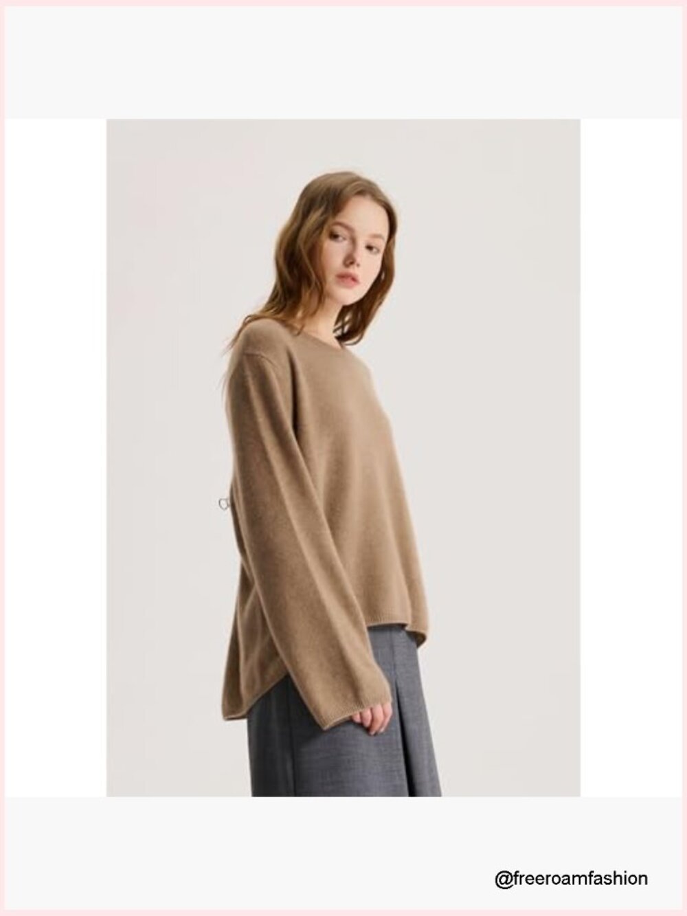 Loose Fit 7-Gauge Cashmere Crewneck Sweater Pullover Undyed Eco-Friendly - Picture 2 of 7